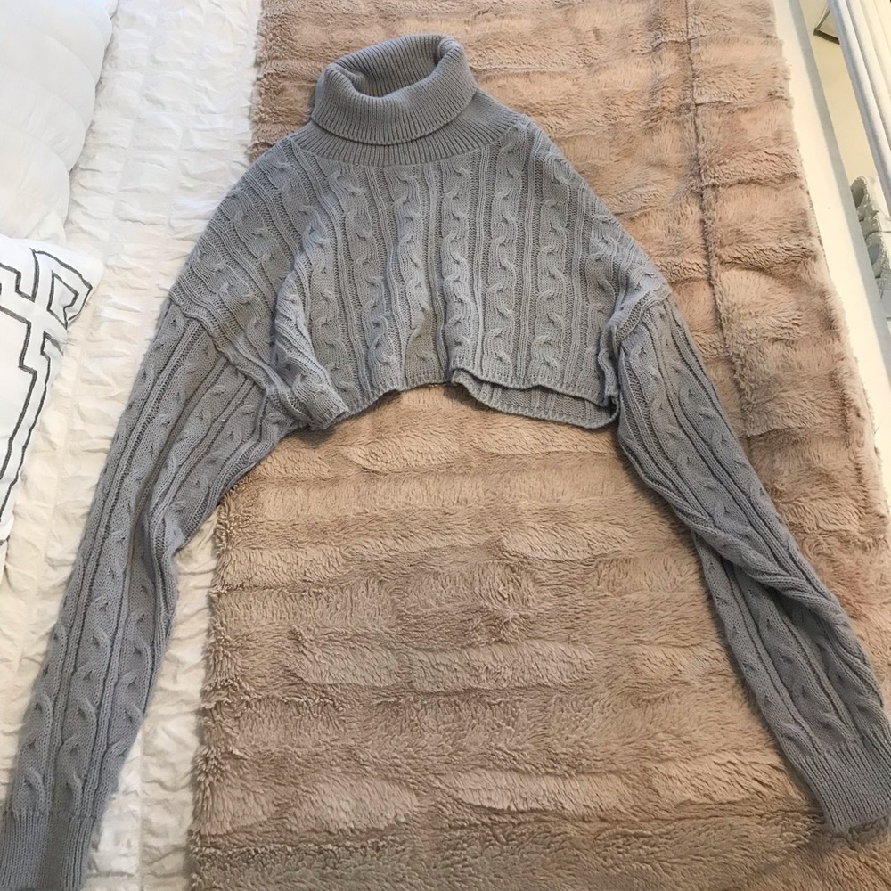 Missguided Blue/Purple Cropped Turtle Neck